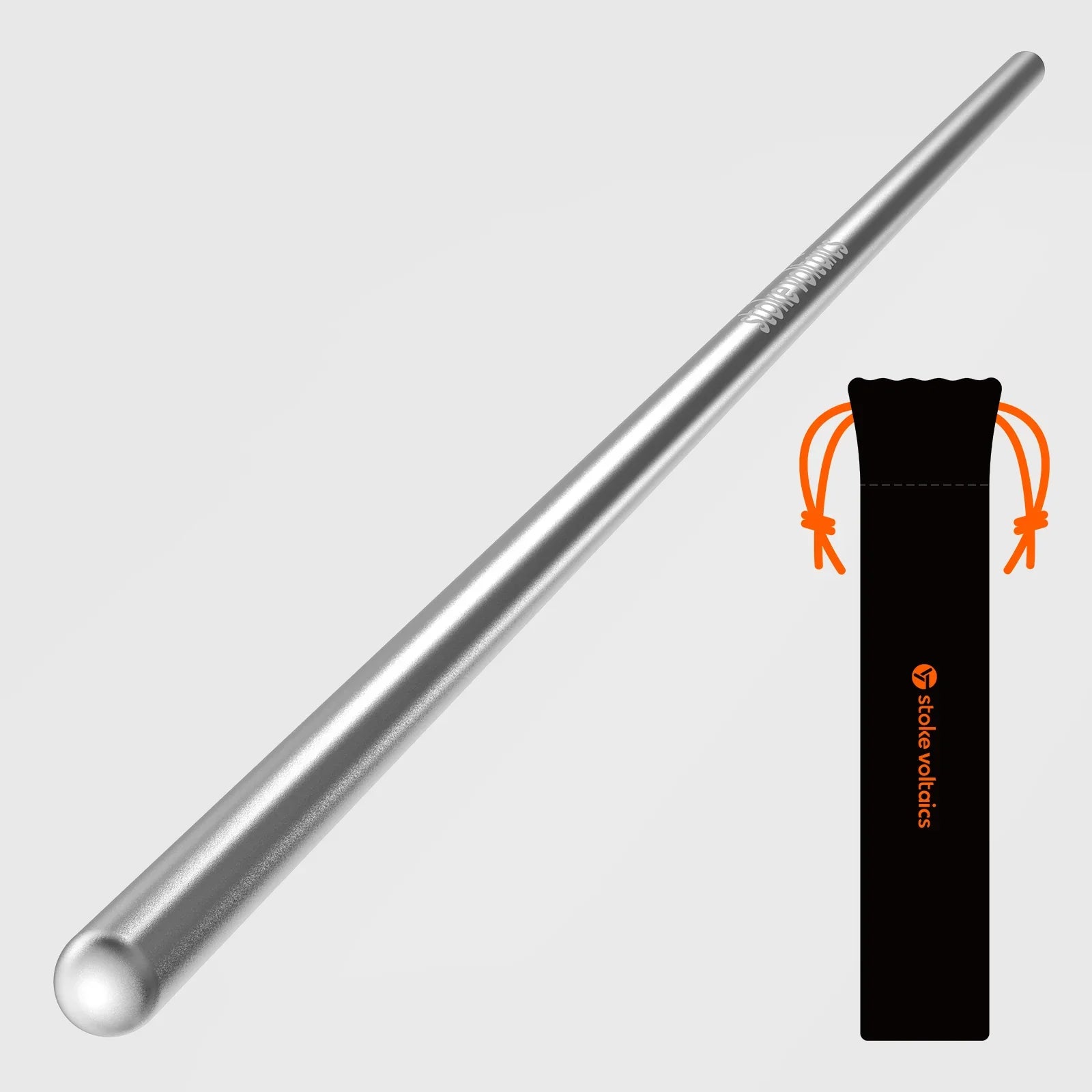Stoke Voltaics titanium straw with black carrying pouch, camping mug accessory